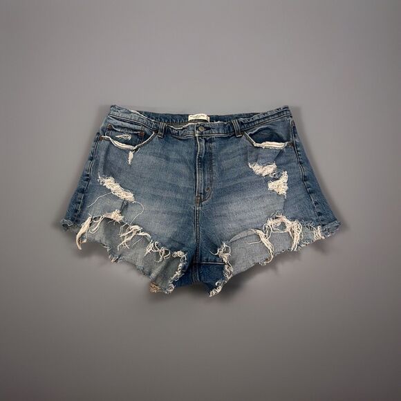 Abercrombie Fitch Curve Love‎ High Rise Mom Shorts Plus Size 34/18 - Picture 1 of 5